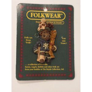 Boyds Bears Folkwear Brooch Lapel Pin 1995 Moose Ski Accident Vintage - 26308